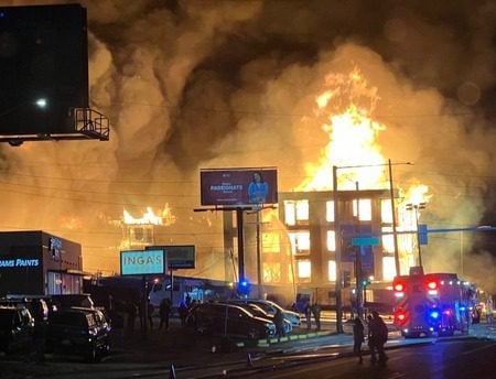 The fire that broke out Jan. 2 on Leetsdale Dr. and S. Forest St. was Denver's largest fire in decades. (Denver Fire Dept./X)