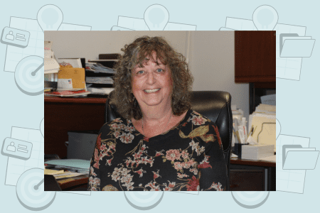 Ilene Rosen, at her endlessly busy desk at BMH-BJ. (Steve Mark)