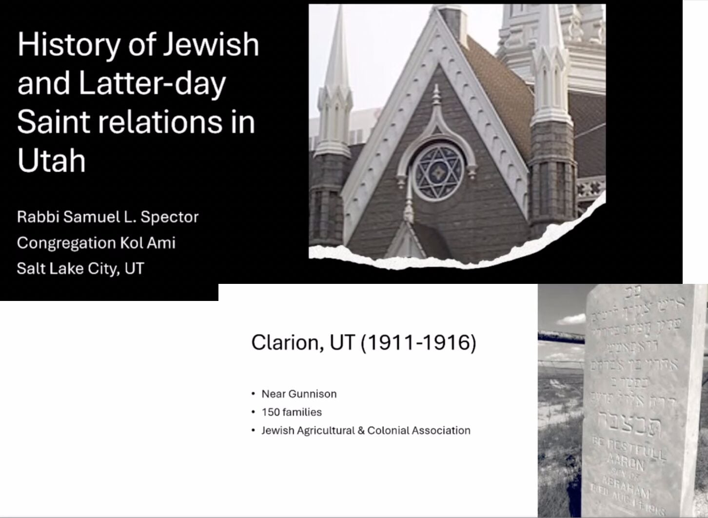 Slides from Rabbi Sam Spector’s presentation on Utah’s Jewish history.