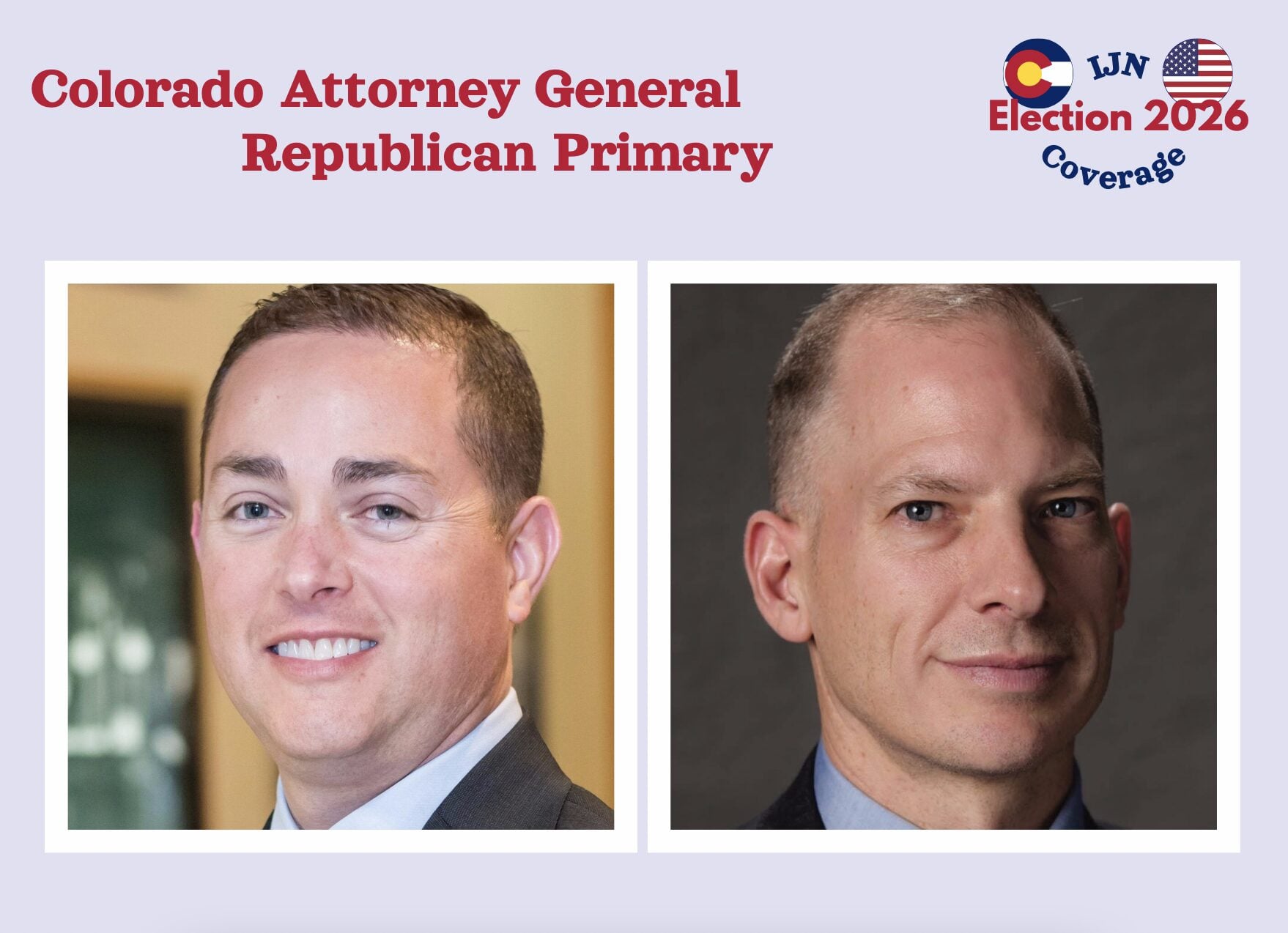 L-r: DA Michael Allen faces retired Army JAG David Willson in the Republican Primary for Attorney General, June 30, 2026.