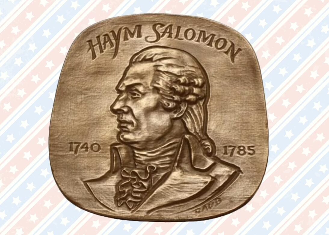 A medal honoring Haym Salomon, a key figure in the American Revolution.