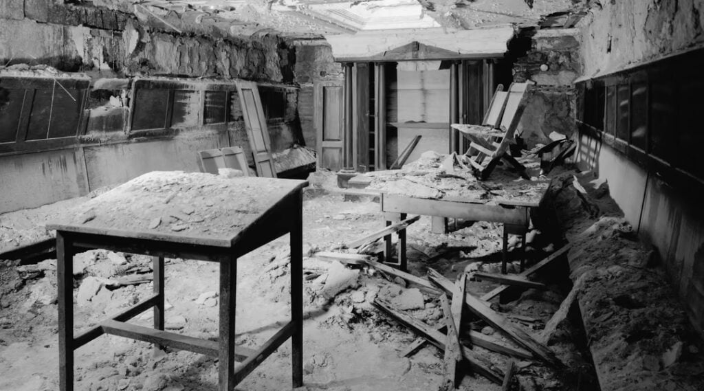 Interior of the synagogue at Eastern State Penitentiary in Philadelphia, before its restoration in 2009. (Library of Congress Prints and Photographs Division/Wikimedia Commons)