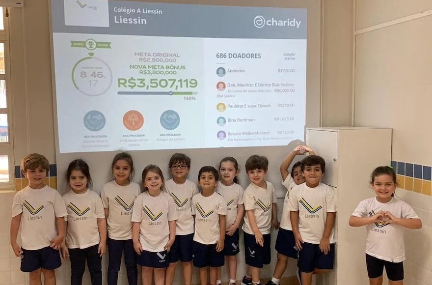 Students at the Liessin day school during its recent fundraising drive.