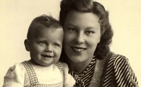 Jacqueline Meents-Lenstra holds baby Efraim Kochba in a photograph preserved in the wartime diary she kept while caring for him during the Holocaust. (Yad Vashem)